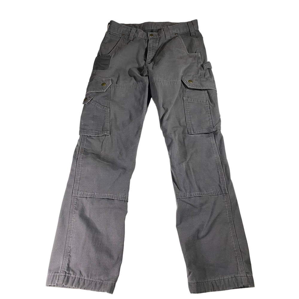 Carhartt Ripstop Relaxed Fit Cargo Pants Doule Knee Flannel Men's 33x32 Work